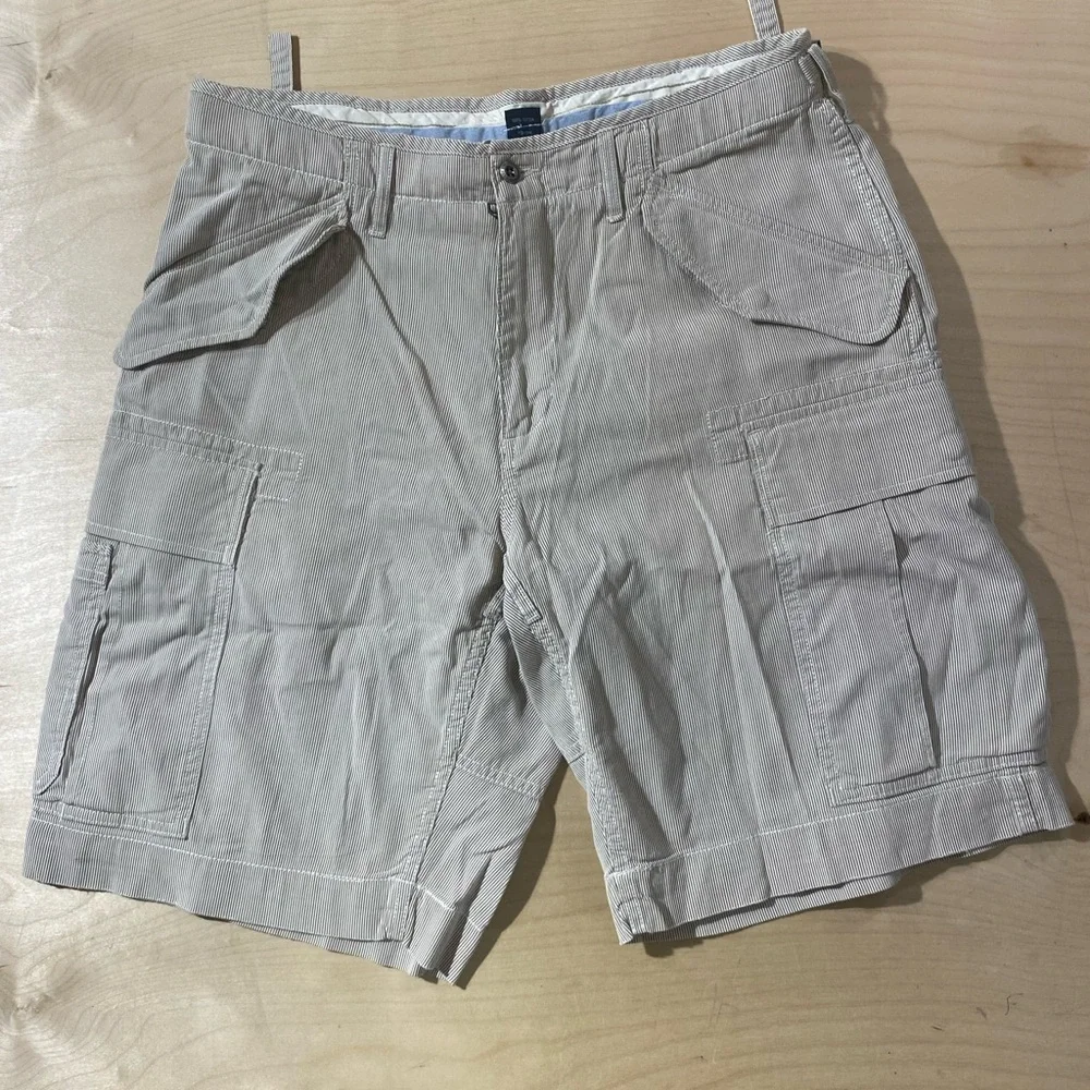 Polo by Ralph Lauren Tan and White Striped Shorts 34 (OK